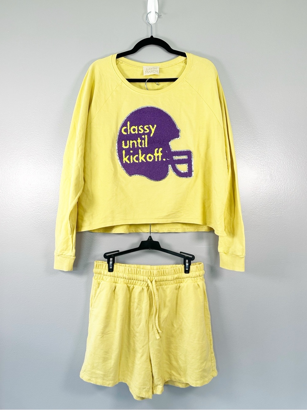 Judith March Classy Until Kickoff 2 Pc Set Yellow Football L Cotton